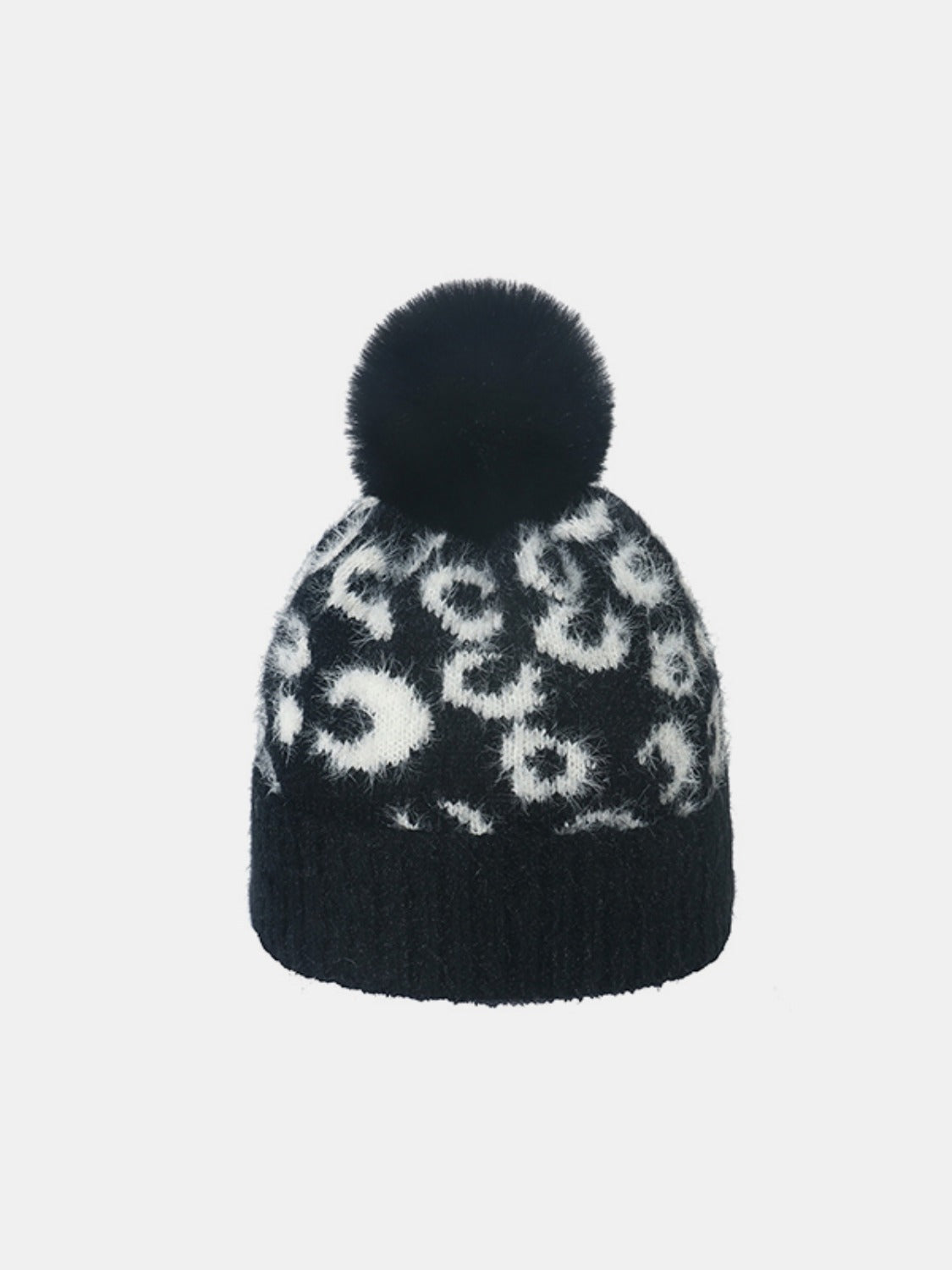 Thermal Leopard Hat with Pompom