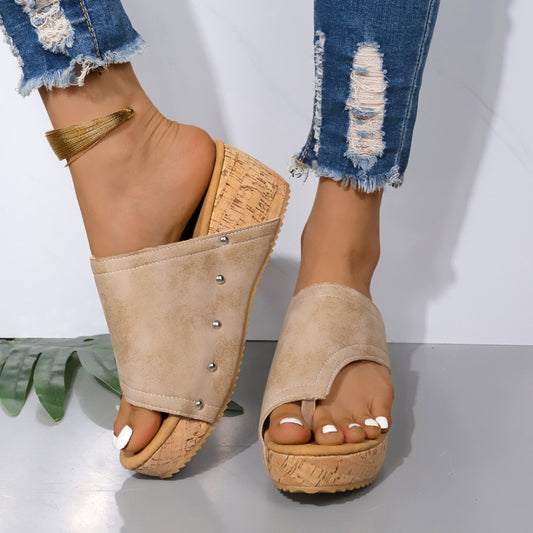 PU Leather Wedge Sandals