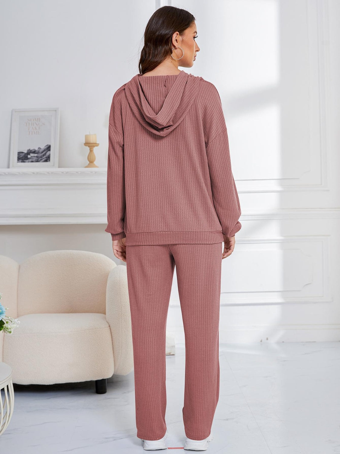 Dropped Shoulder Long Sleeve Hoodie and Pants Set