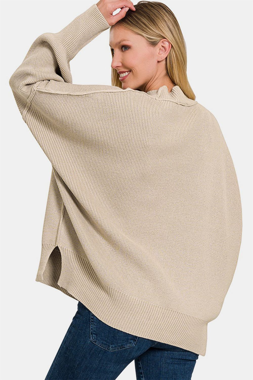 Zenana Side Sit Oversize Sweater