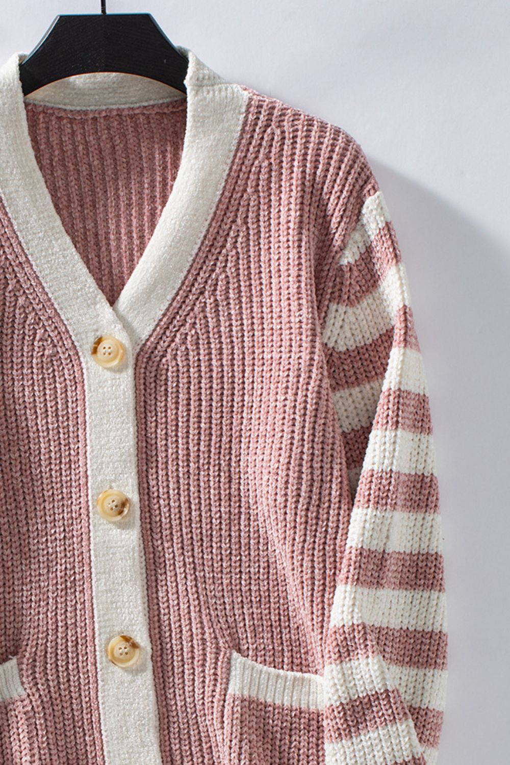 Striped Button Up Long Sleeve Cardigan