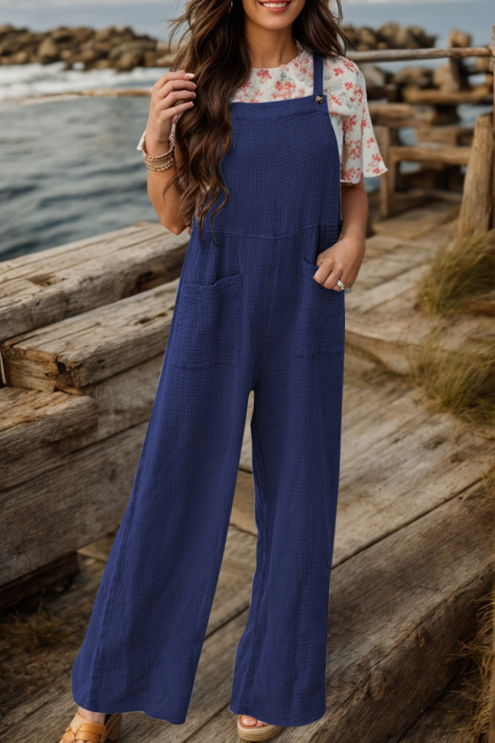 Full Size Wide Leg Front Pocket Jumpsuit