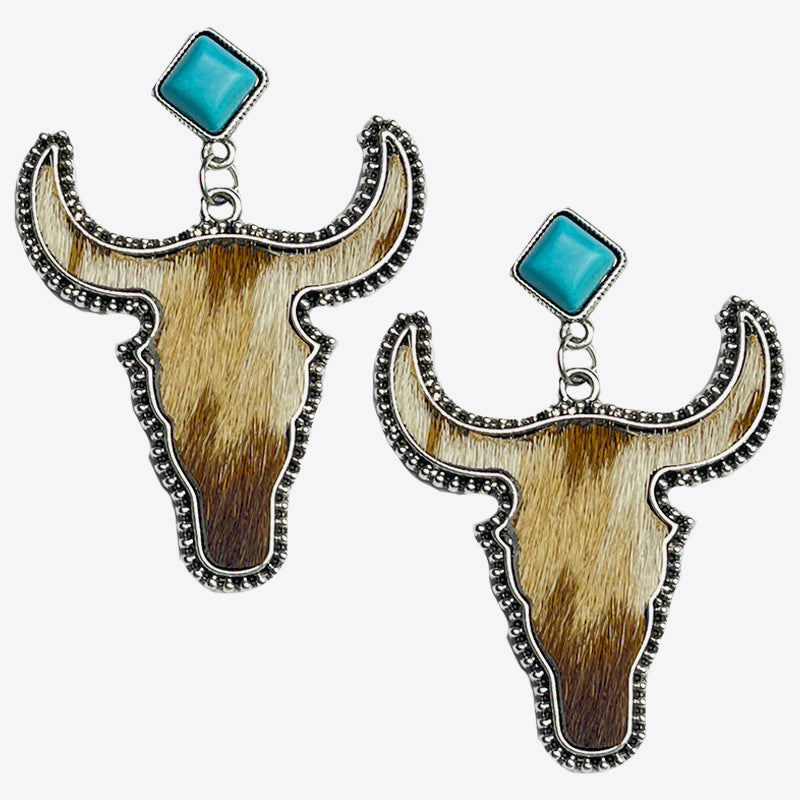 Bull Shape Turquoise Dangle Earrings