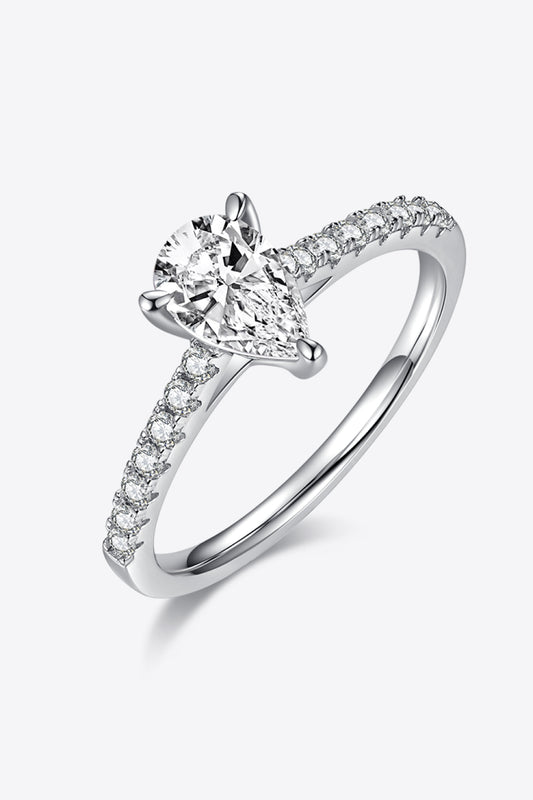 1 Carat Moissanite 925 Sterling Silver Side Stone Ring