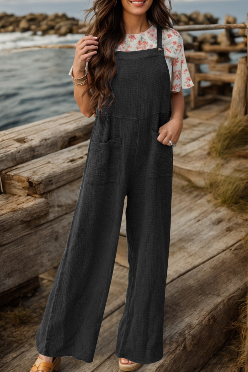 Full Size Wide Leg Front Pocket Jumpsuit