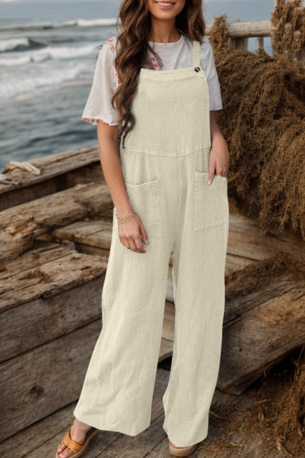 Full Size Wide Leg Front Pocket Jumpsuit