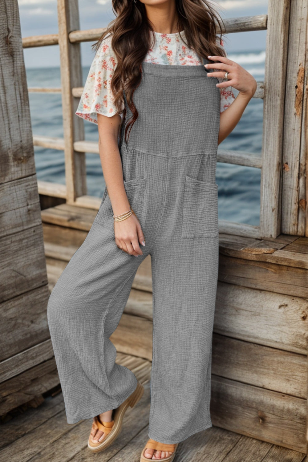 Full Size Wide Leg Front Pocket Jumpsuit