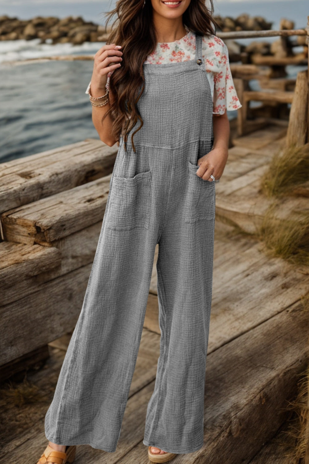 Full Size Wide Leg Front Pocket Jumpsuit