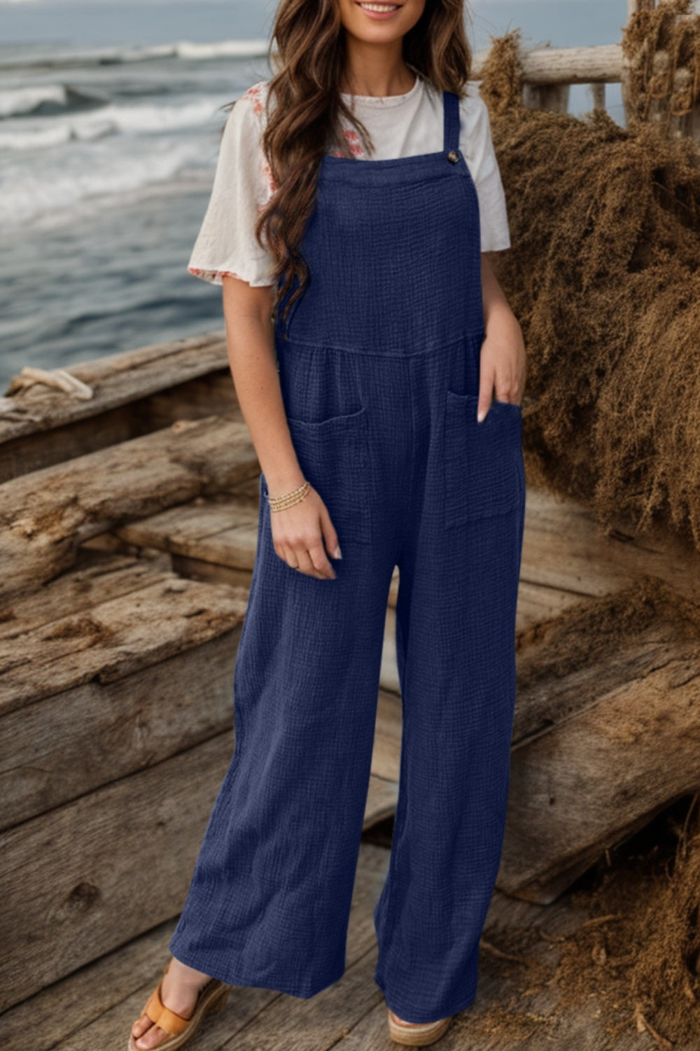 Full Size Wide Leg Front Pocket Jumpsuit