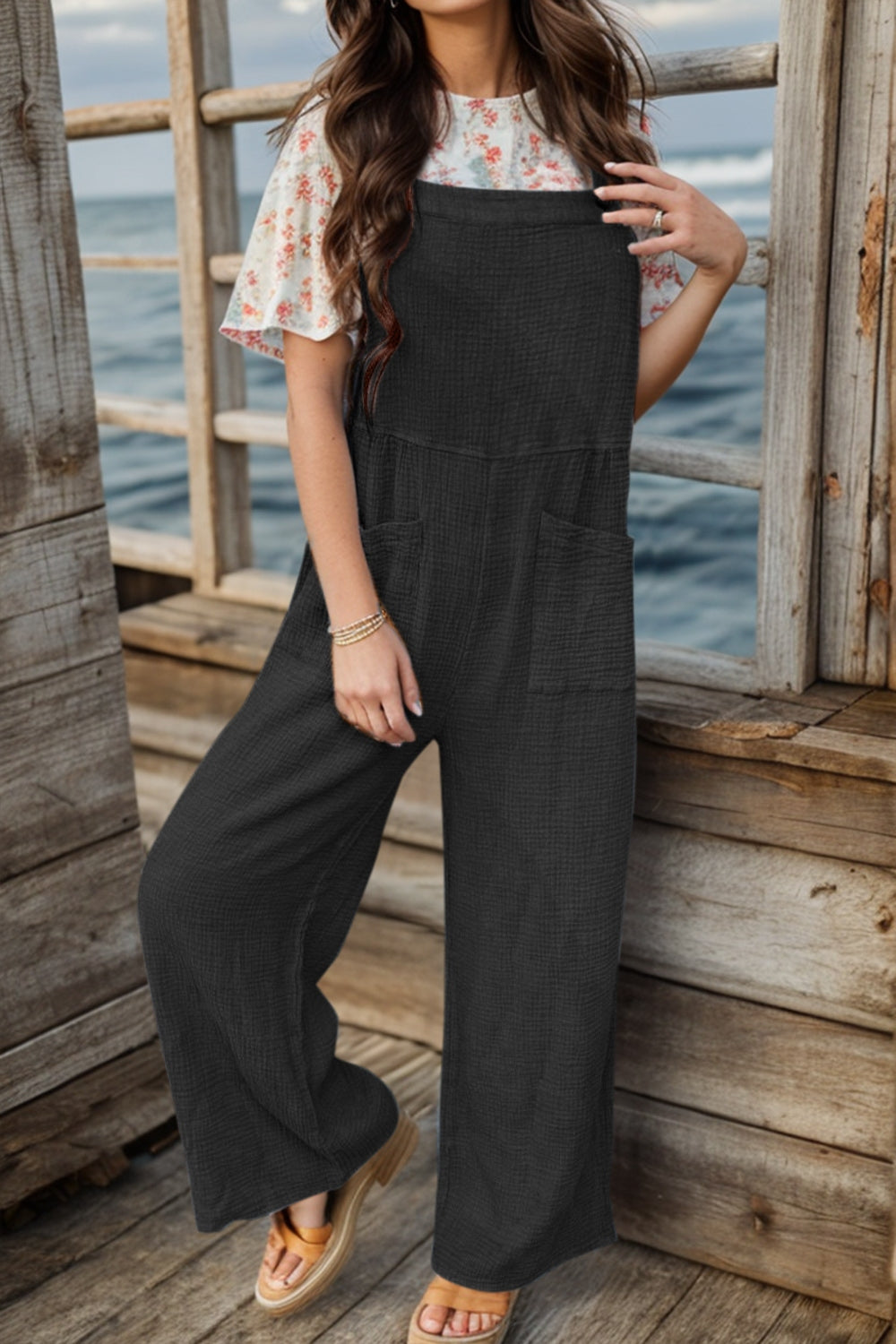 Full Size Wide Leg Front Pocket Jumpsuit