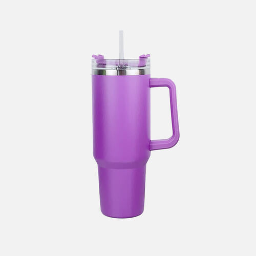 Stainless Steel Tumbler with Handle and Straw