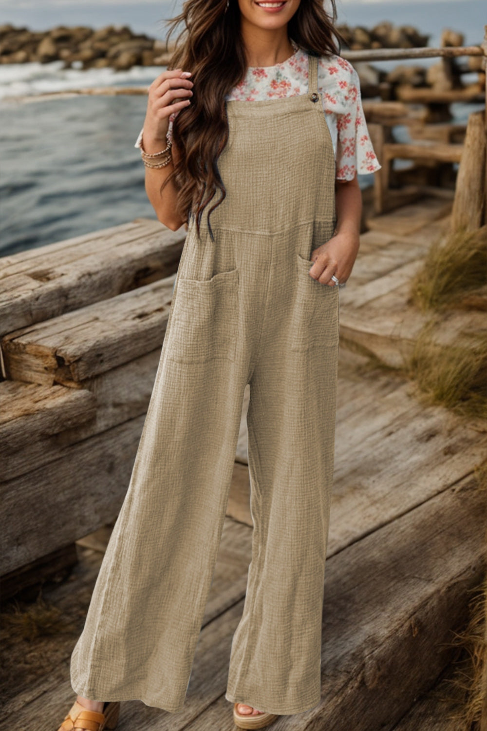 Full Size Wide Leg Front Pocket Jumpsuit