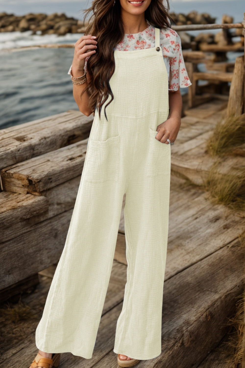 Full Size Wide Leg Front Pocket Jumpsuit