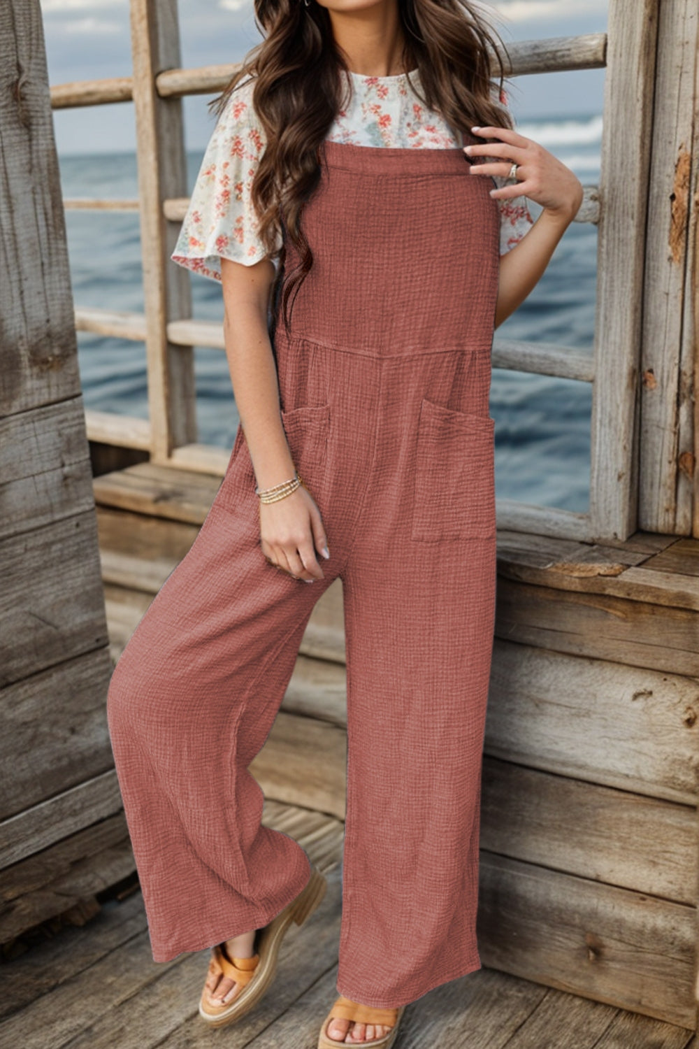 Full Size Wide Leg Front Pocket Jumpsuit